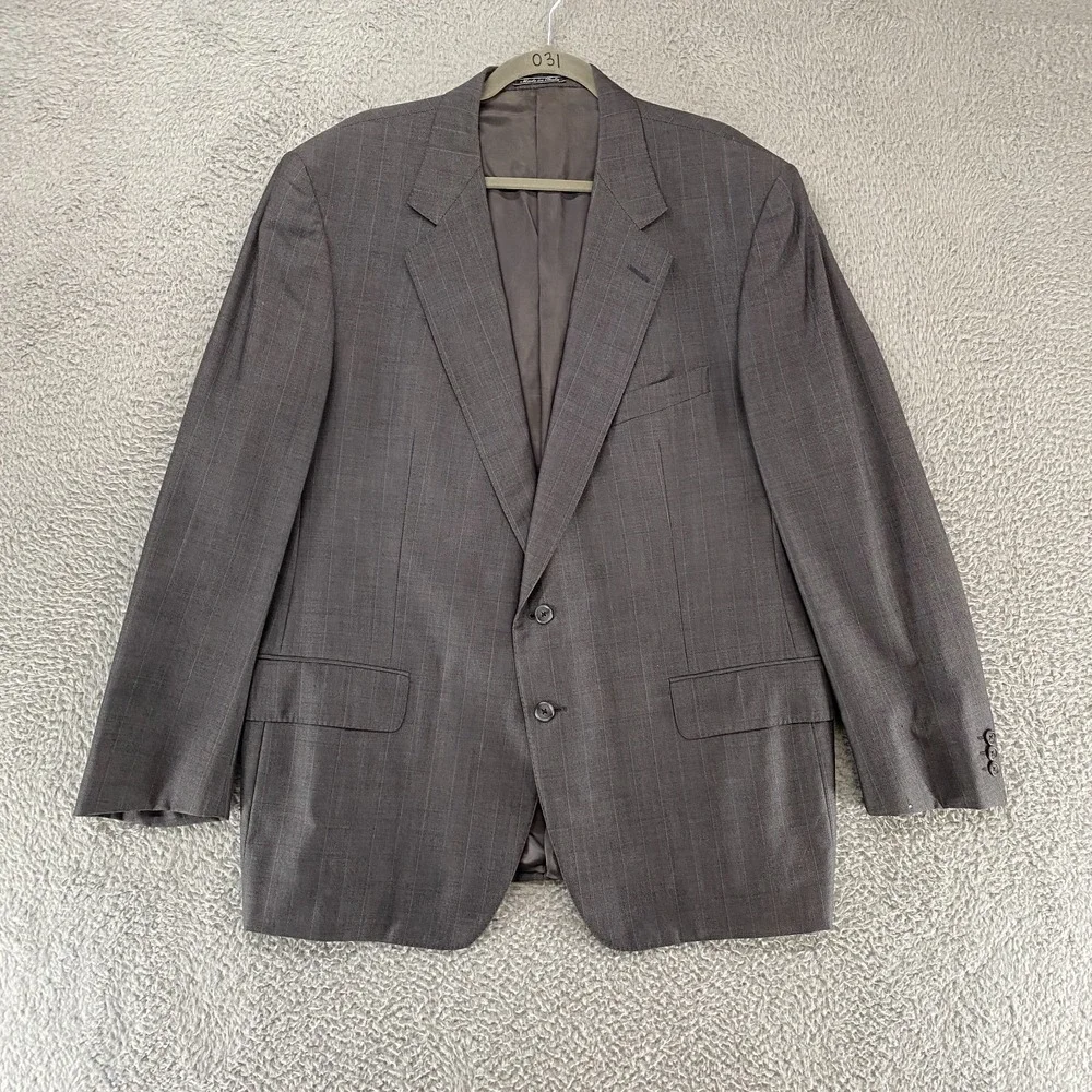 Ermenegildo Zegna Blazer Mens 50 Super 100s Wool Gray Sport Coat Pockets*